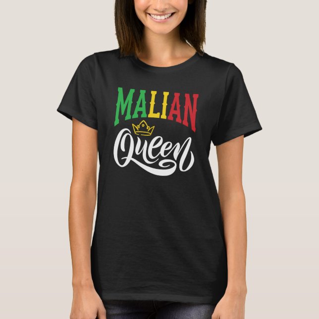 Malian Queen Mali Malian Mali Flagga T Shirt (Framsida)