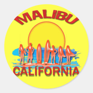 MALIBU BEACH CALIFORNIA RUNT KLISTERMÄRKE