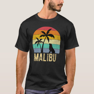 Malibu Beach California Sunset Vintage Handflatan  T Shirt