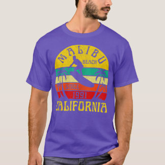 Malibu Beach California Surfing Surfer Ocean Vinta T Shirt