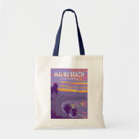 Malibu Beach California Travel Art Vintage