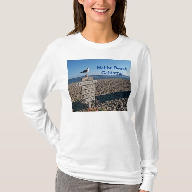 Malibu Beach - Paradise Cove Fiskmås-tecken T Shirt (Framsida)