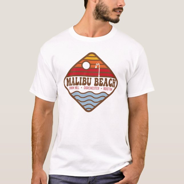 Malibu Beach Souvenir T-shirt - Dorchester, Boston (Framsida)