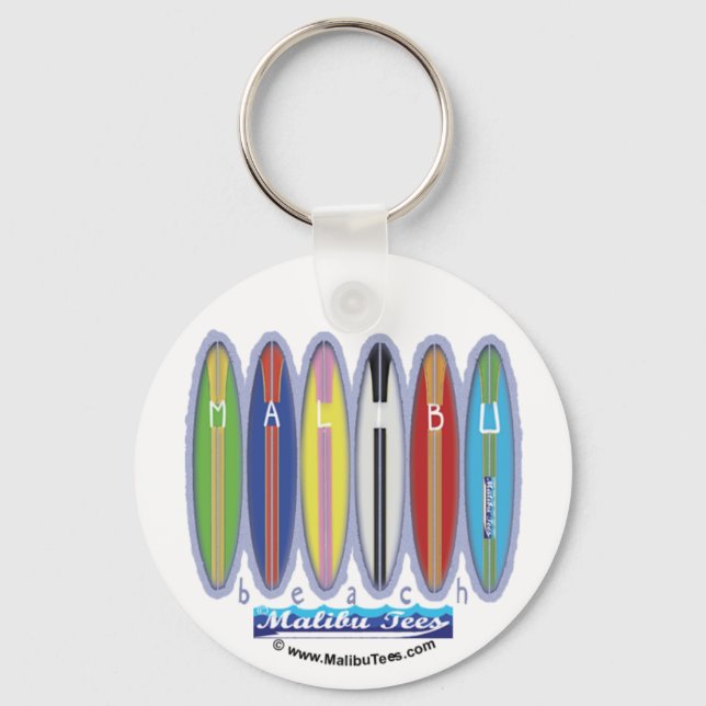 Malibu Beach Surfboard Nyckelring (Framsida)
