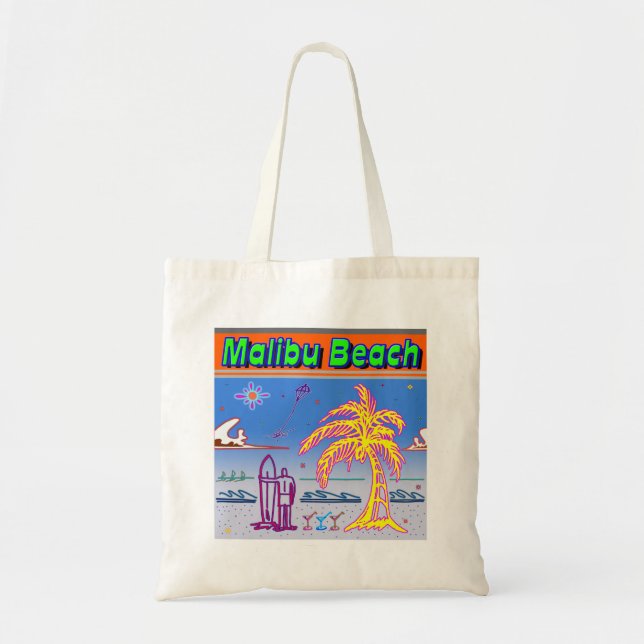 ’Malibu Beach’ Surfer Bag Tygkasse (Framsidan)