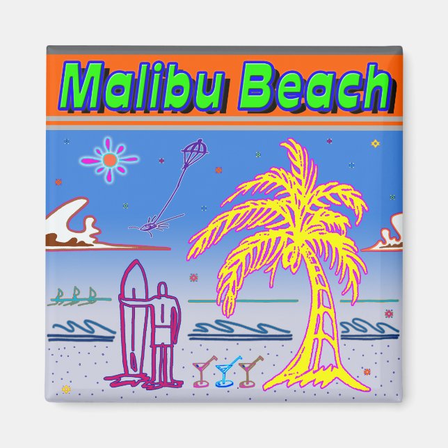 ’Malibu Beach’ Surfer Magnet (Framsidan)