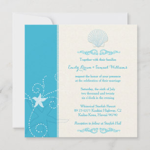 Malibu Blue Sea Snäcka Beach Wedding Inbjudningar