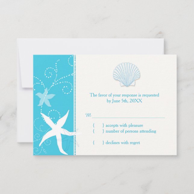 Malibu Blue Sea Snäcka Starfish Beach Wedding OSA (Framsida)