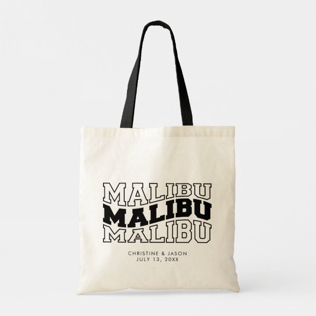 Malibu Bröllop Welcome Tote Bröllop Bag Tygkasse (Baksida)
