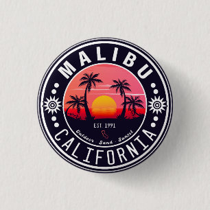Malibu Ca Retro Sunset Handflatan Träd Souvenirs 6 Knapp