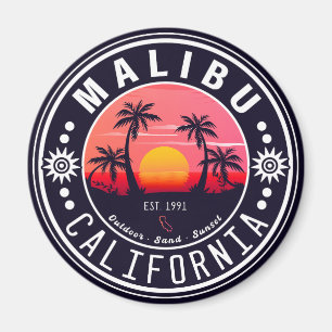 Malibu Ca Retro Sunset Handflatan Träd Souvenirs 6 Magnet