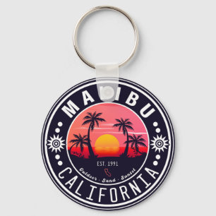 Malibu Ca Retro Sunset Handflatan Träd Souvenirs 6 Nyckelring