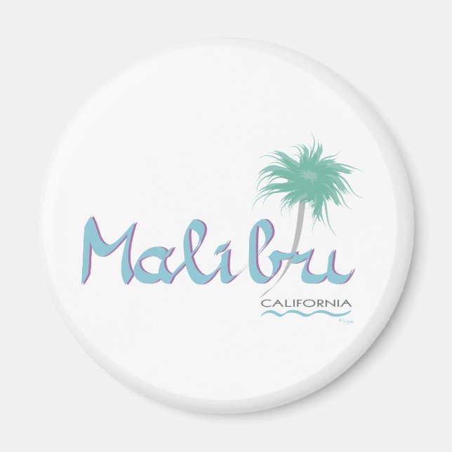 Malibu, CA Round Magnet (Framsidan)