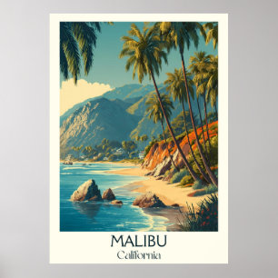 Malibu California Art Print Exklusiv Kustvatten Poster