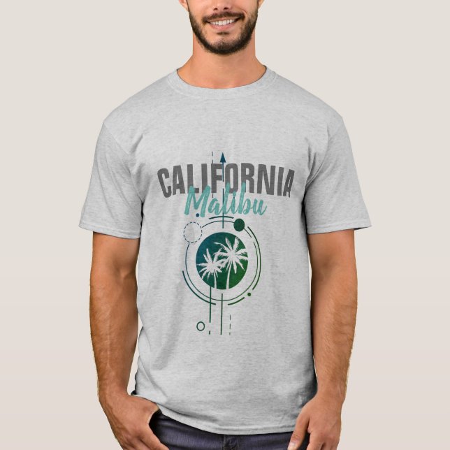 Malibu California Geometric Handflatan T Shirt (Framsida)
