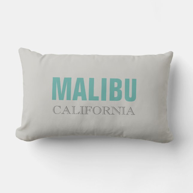 Malibu California Grått Turcos Dekorativ kudde (Framsida)