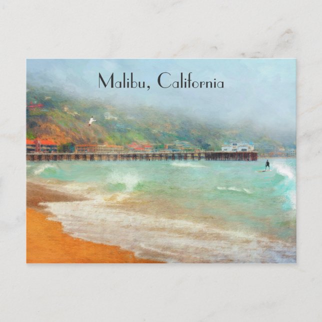 Malibu California Pier Surfrider Beach Vykort (Framsida)