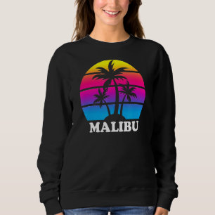 Malibu California Retro Handflatan Träd Sunset Vac T Shirt