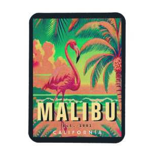 Malibu California Retro Sunset Souvenirs 1950-tale Magnet