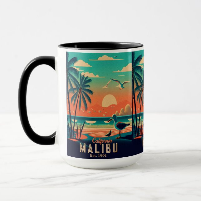 Malibu California Retro Sunset Souvenirs 1950-tale Mugg (Vänster)