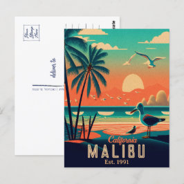 Malibu California Retro Sunset Souvenirs 1950-tale Vykort