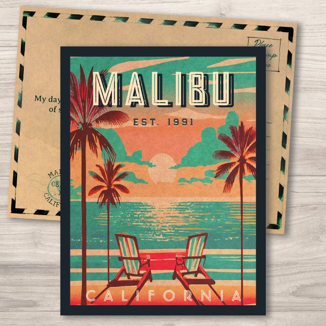 Malibu California Retro Sunset Souvenirs 1970-tale Vykort (Skapare uppladdad)