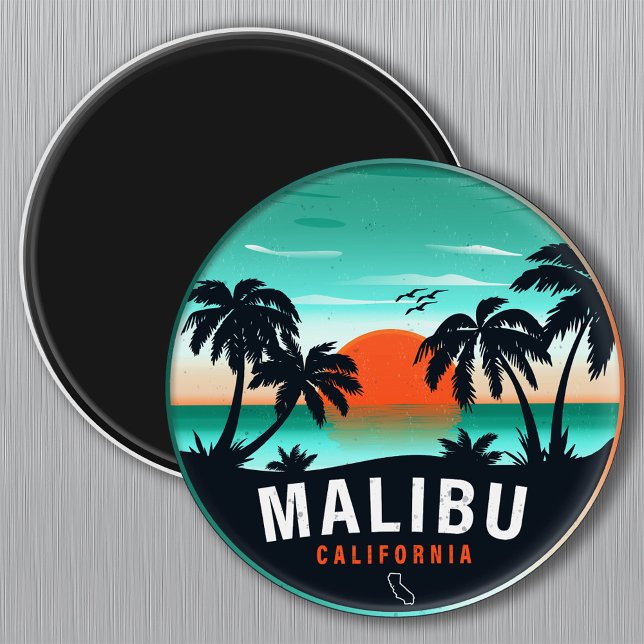 Malibu California Retro Sunset Tropical Souvenirs Magnet (Skapare uppladdad)
