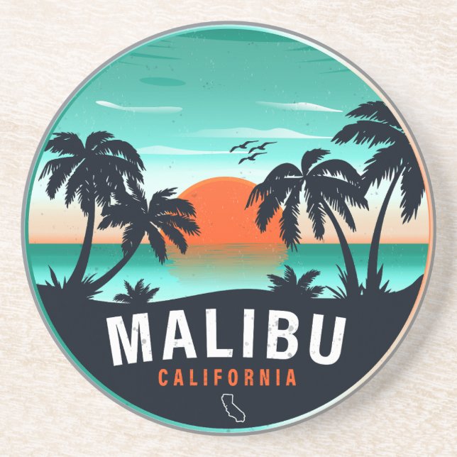 Malibu California Retro Sunset Tropical Souvenirs Underlägg (Framsidan)