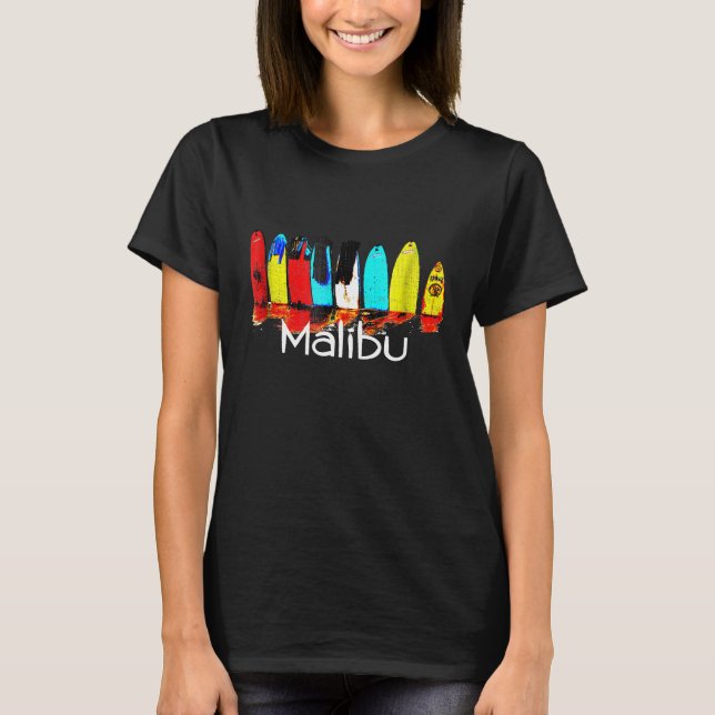 Malibu California Surfing T Shirt (Framsida)