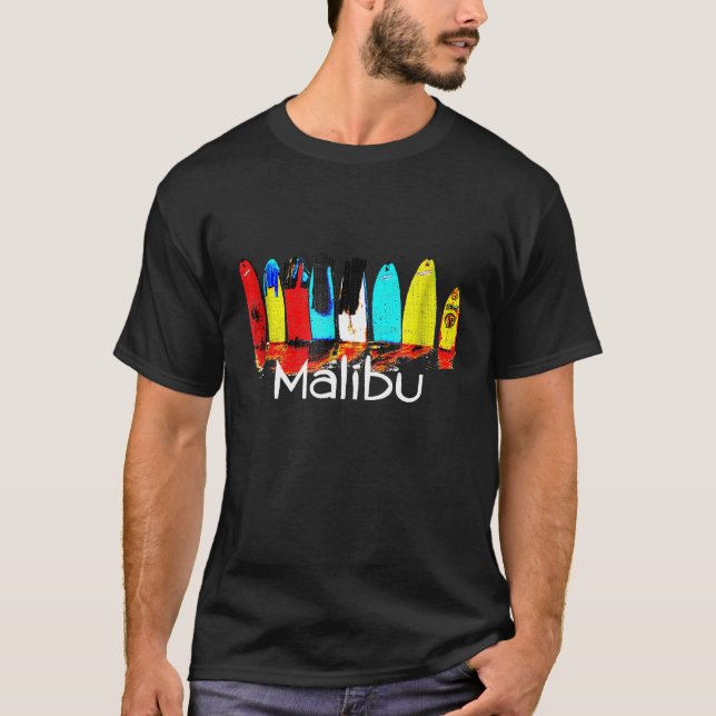 Malibu California Surfing T Shirt (Framsida)