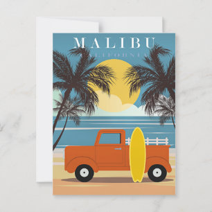 Malibu, California Travel Poster Vykort