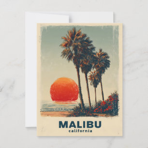 Malibu California Vintage Reseskylt Vykort