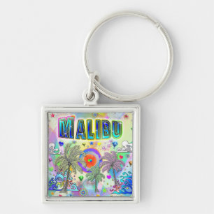 Malibu Deep Dream Keychain Fyrkantig Silverfärgad Nyckelring