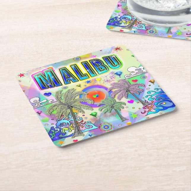 Malibu Deep Dream Underlägg Papper Kvadrat (Vinklad)
