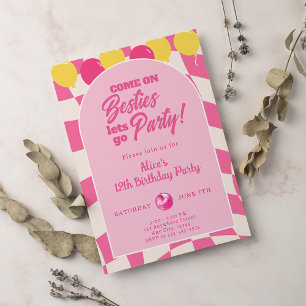 Malibu Doll Besties Beach Birthday Rosa Inbjudningar