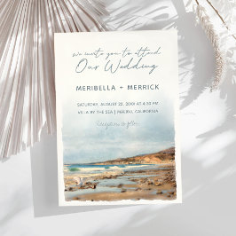Malibu | Kalifornien Beach Birds Watercolor Bröllo Inbjudningar