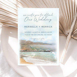 Malibu | Kalifornien Beach Watercolor Bröllop Inbjudningar