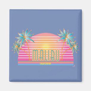 Malibu, Kalifornien, Handflatan Träd Sol Graphic C Magnet