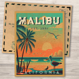 Malibu Kalifornien Retro Solnedgång Souvenirer 195 Vykort