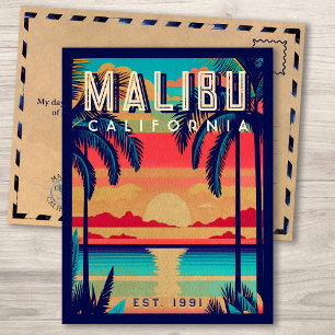 Malibu Kalifornien Retro Solnedgång Souvenirer 197 Vykort