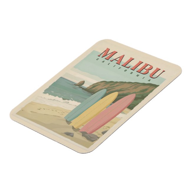Malibu, Kalifornien - Sol, Sand och Surfa Magnet (Vänstra Sidan)
