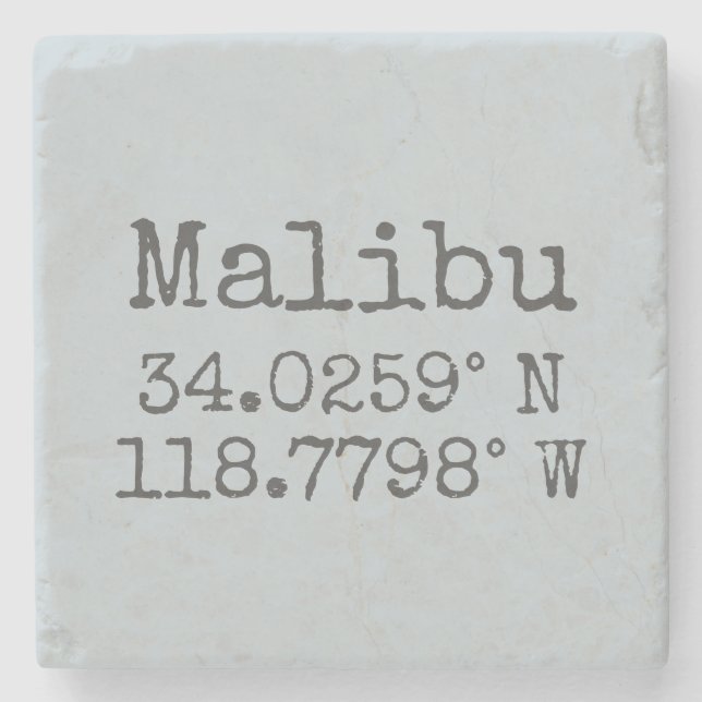 Malibu Latitude Longitud Stenunderlägg (Framsidan)