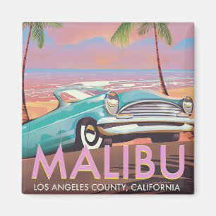 Malibu, Los Angeles, California resemappaffisch Magnet