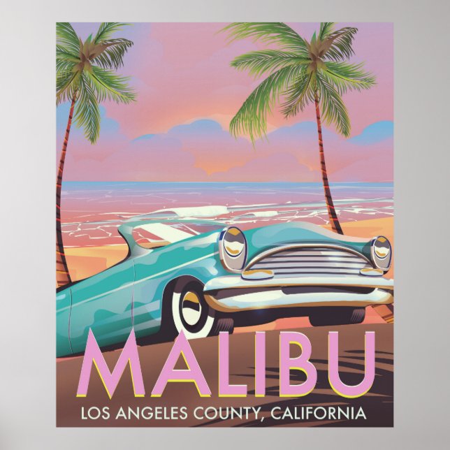 Malibu, Los Angeles, Kaliforniens reseaffisch Poster (Framsidan)