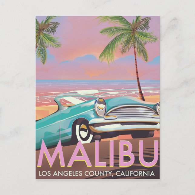 Malibu, Los Angeles, Kaliforniens reseaffisch Vykort (Framsida)