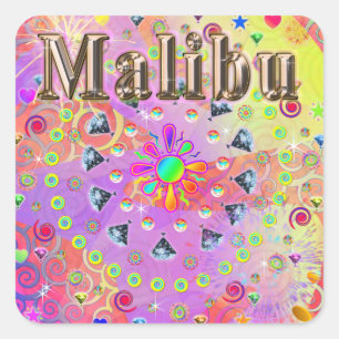 Malibu Lucky Golden Sticker Fyrkantigt Klistermärke