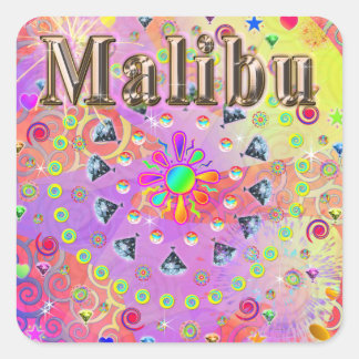 Malibu Lucky Golden Sticker Fyrkantigt Klistermärke