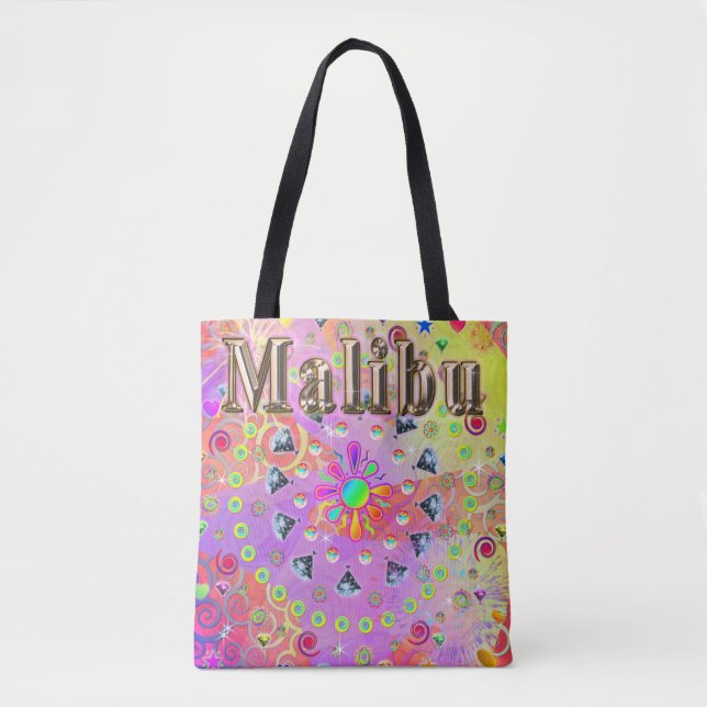 Malibu Lucky Golden Tote Bag Tygkasse (Framsida)