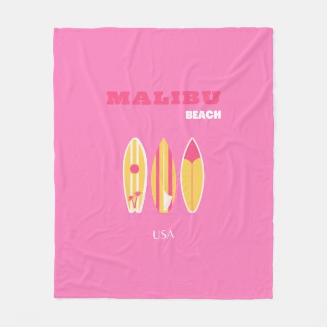 Malibu, Malibu Beach, Kalifornien, Preppy, Rosa Fleecefilt (Framsidan)