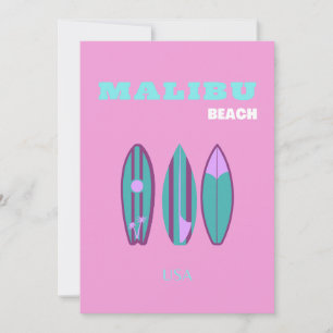 Malibu, Malibu Beach, Kalifornien, Preppy, Rosa Julkort